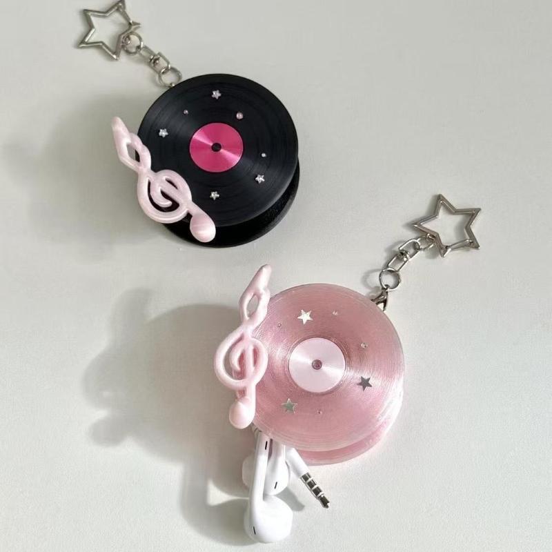 Y2K Vintage Record Shaped Earp - Cable Winder Keychain ulasan dan harga