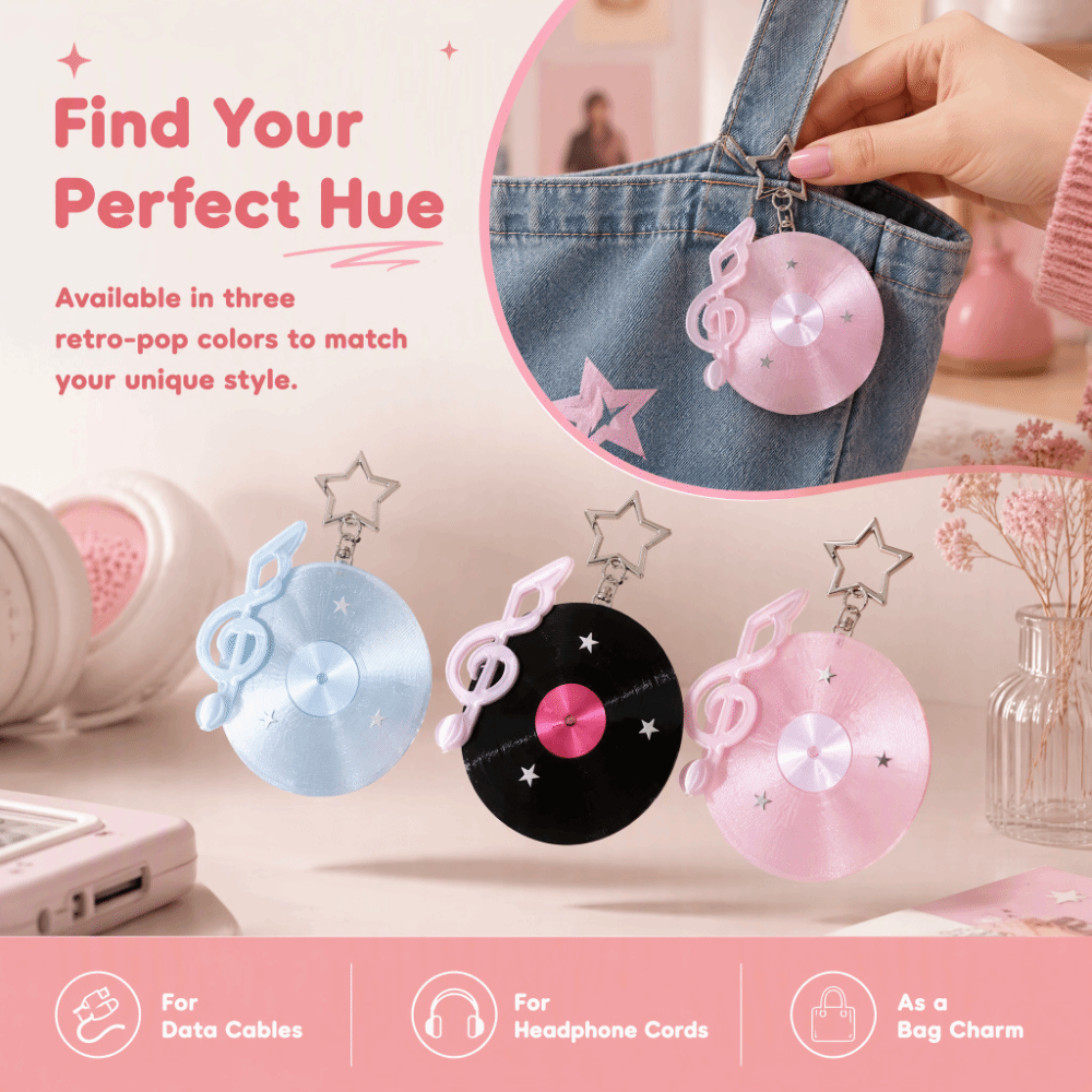Y2K Vinyl Record Keychain Star - Cable Winder Keychain ulasan dan harga