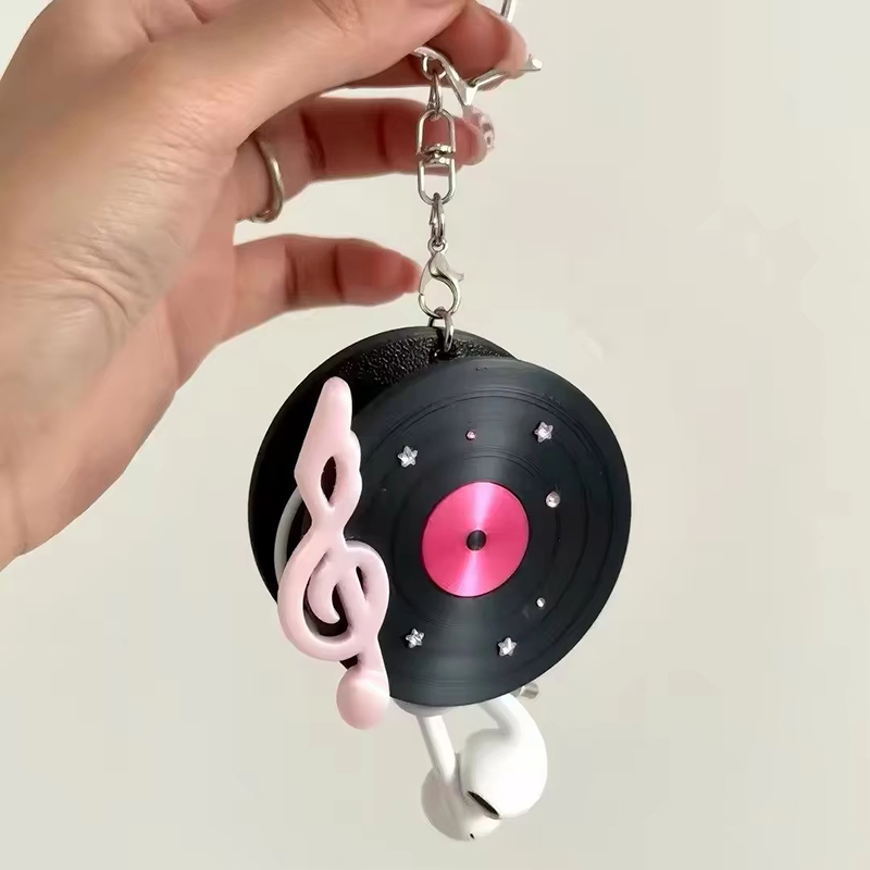 Korean Retro Vinyl Record Head - Cable Winder Keychain ulasan dan harga