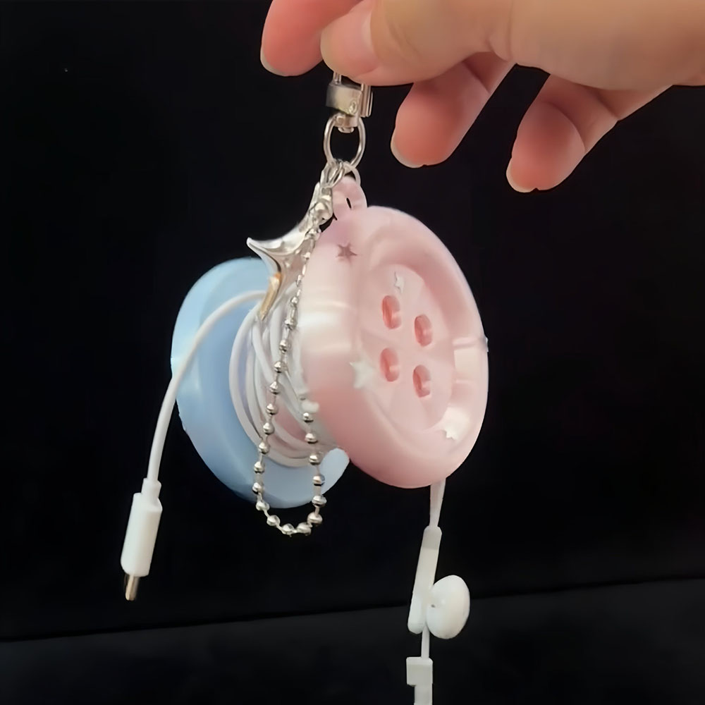 Portable Kawaii Button Cable O - Cable Winder Keychain ulasan dan harga